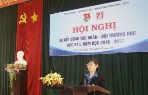 Đồng chí Lê Thị Thanh Bích - Phó Bí thư Tỉnh Đoàn phát biểu tại Hội nghị.