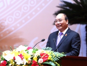 Đồng chí Nguyễn Xuân Phúc - Ủy viên Bộ Chính trị, Thủ tướng Chính phủ phát biểu tại Đại hội Đoàn toàn quốc lần thứ XI, nhiệm kỳ 2017 - 2022.
