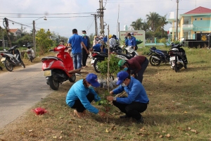 ĐVTN tham gia trồng cây xanh.