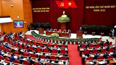 Hội nghị lần thứ 11 Ban Chấp hành Trung ương Đảng khóa XIII. (Ảnh: ĐĂNG KHOA)