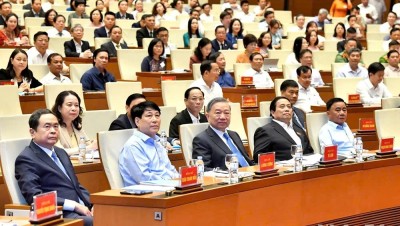 Tổng Bí thư Tô Lâm và các đồng chí lãnh đạo Đảng, Nhà nước tham dự hội nghị