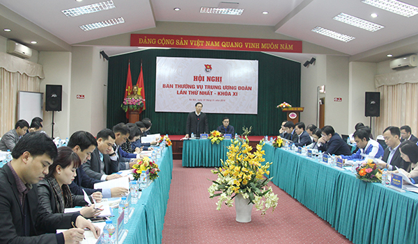 Bí thư thứ nhất Trung ương Đoàn Lê Quốc Phong phát biểu khai mạc Hội nghị.