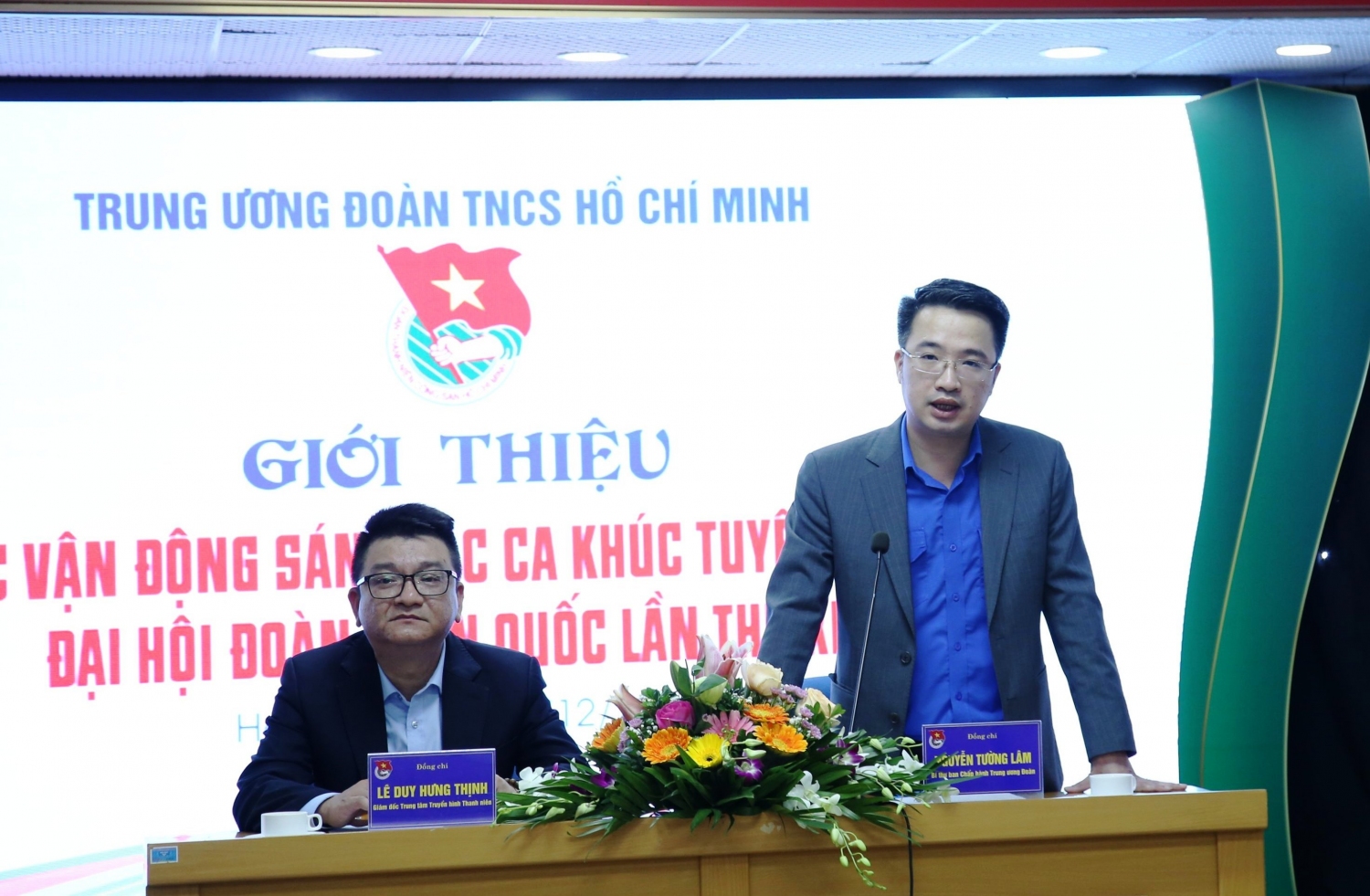 Đồng chí Nguyễn Tường Lâm- Bí thư Trung ương Đoàn phát biểu tại buổi gặp mặt báo chí.