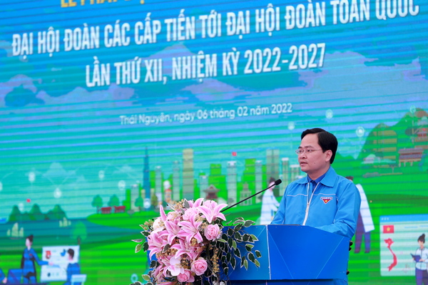 Ủy viên Trung ương Đảng, Bí thư thứ nhất Trung ương Đoàn Nguyễn Anh Tuấn phát biểu tại buổi lễ.