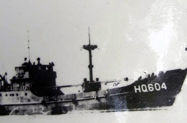 Tàu HQ-604 - con tàu bị địch bắn chìm trong cuộc chiến đấu bảo vệ chủ quyền biển đảo Tổ quốc ở Gạc Ma, ngày 14/3/1988. (Nguồn: TTXVN)