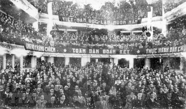 Quang cảnh buổi khai mạc kỳ họp thứ nhất, Quốc hội khoá I, ngày 2/3/1946. (Ảnh: Tư liệu TTXVN)